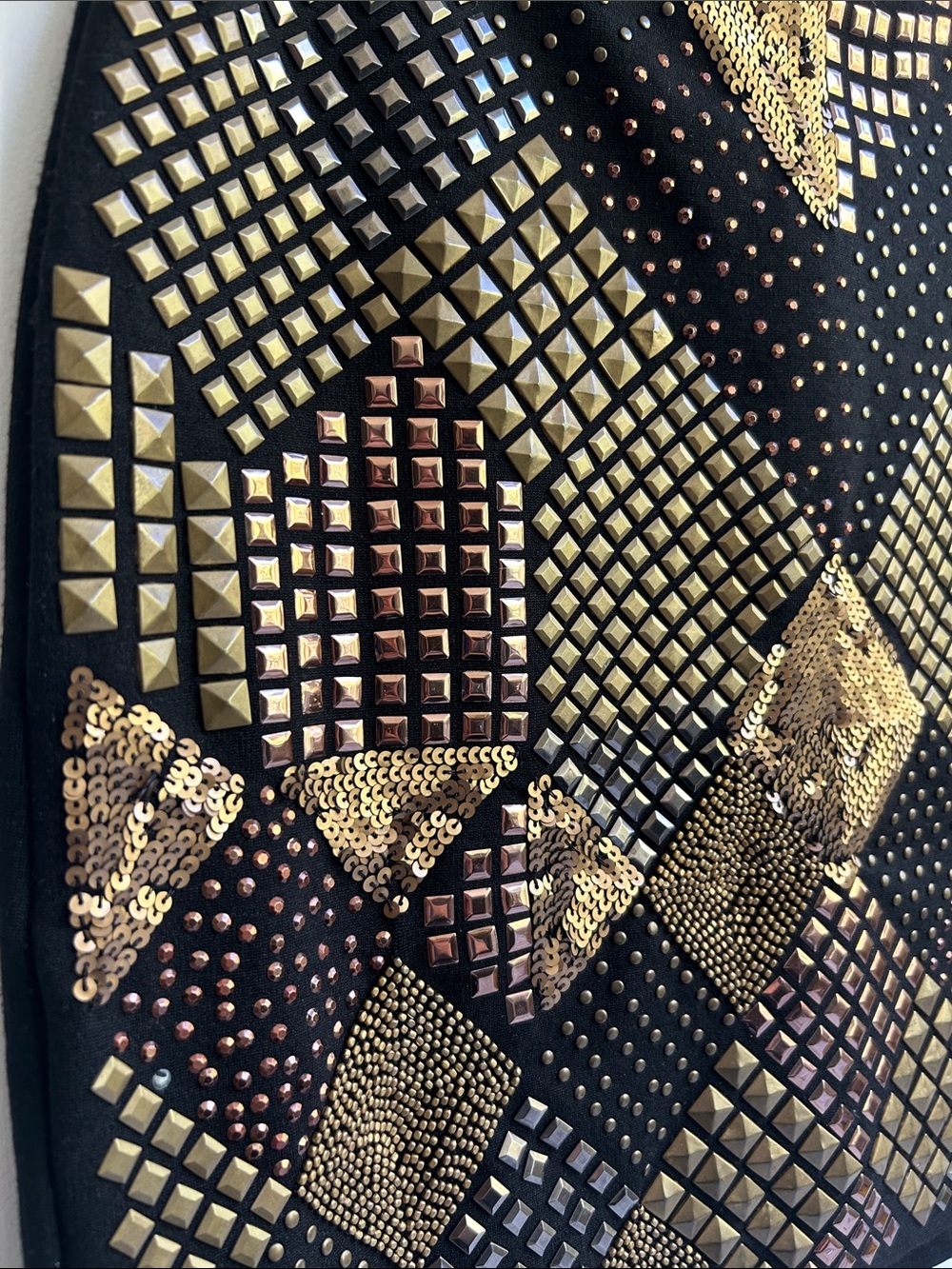 Guess Black & Gold Embellished Geometric Mini Skirt - Picture 2 of 8